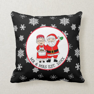 Mr and Mrs Santa Claus Personalized Throw Pillow
