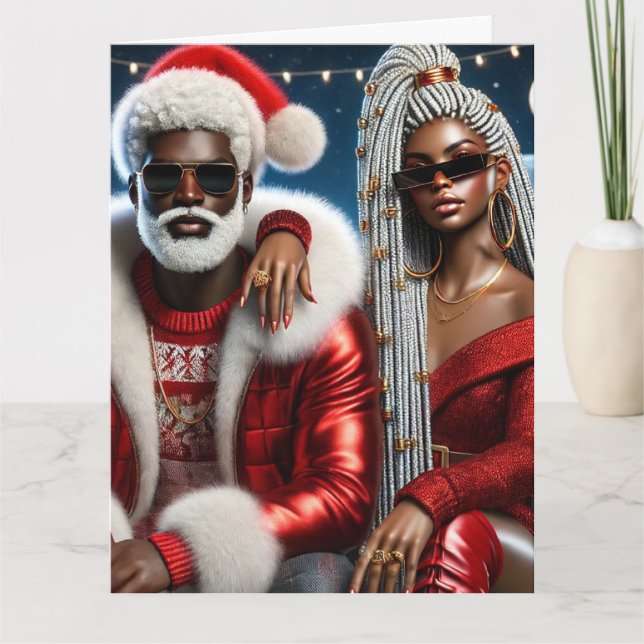 Mr and Mrs Santa Folded Greeting Card (Front)