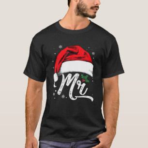 Mr And Mrs Santa Hat Christmas Couples Matching T-Shirt