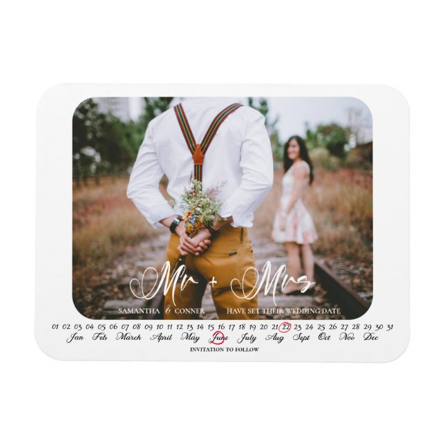 Mr and Mrs Save the Date Infinity Calendar Magnet (Horizontal)