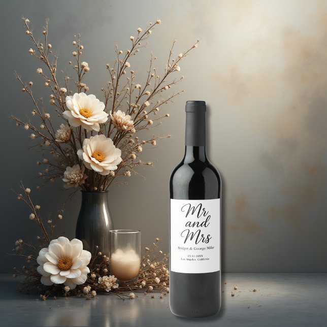 Mr and Mrs script - Elegant Charm  Wine Label (Creator Uploaded)