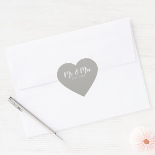 Mr and Mrs Script Established Wedding Heart Sticker