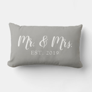 Mr and Mrs Script Established Wedding Pillow
