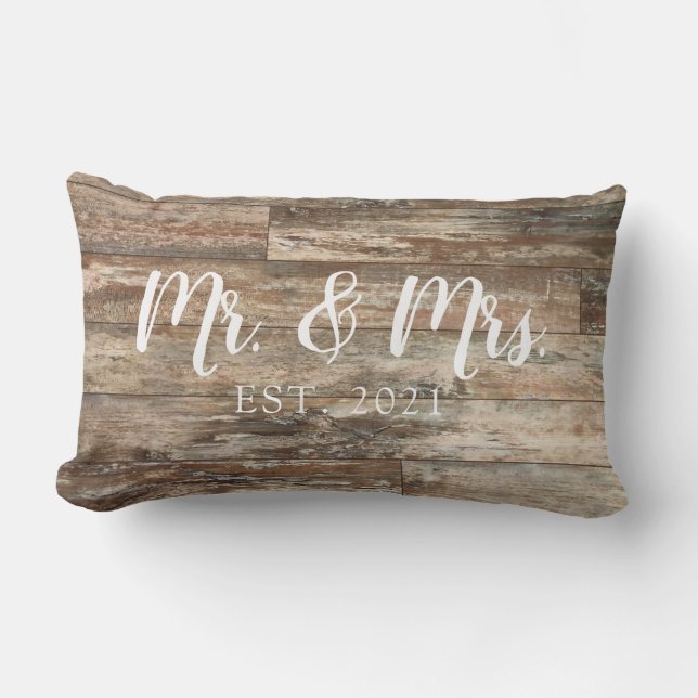 Mr and Mrs Script Established Wedding Pillow (Front)