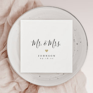 Mr and Mrs simple elegant script wedding Napkin