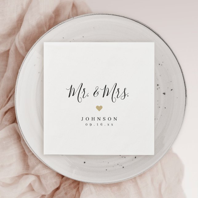 Mr and Mrs simple elegant script wedding Napkin (Mr and Mrs simple elegant script wedding Napkins)