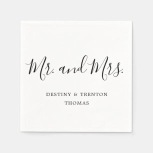 Mr and Mrs Simple Elegant Script Wedding Napkin