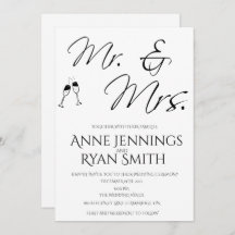 Mr. and Mrs. simple Wedding invitation.
