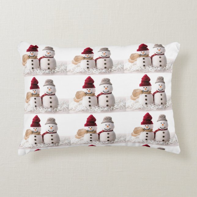 **MR AND MRS SNOWMAN COUPLE" CHRISTMAS ACCENT PILLOW (Front)