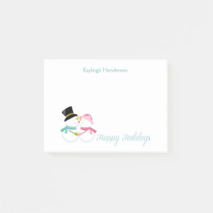 Mr and Mrs Snowman in Love Personalized Post-it Notes