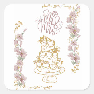 mr and mrs square sticker