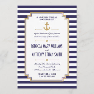 Mr and Mrs Stylish Nautical Wedding Invitation