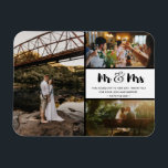 Mr and Mrs Thank You Photo Collage Black and White Magnet<br><div class="desc">Cute "Mr and Mrs" design wedding thank you magnets featuring three of your favorite wedding photos. Show your family and friends your appreciation for being a part of your wedding celebration with one of these beautiful keepsakes. Customize with your short message and names. Contact me through the button below if...</div>