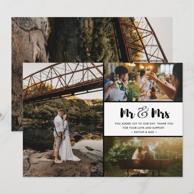 Mr and Mrs Thank You Photo Collage Wedding (Front/Back)
