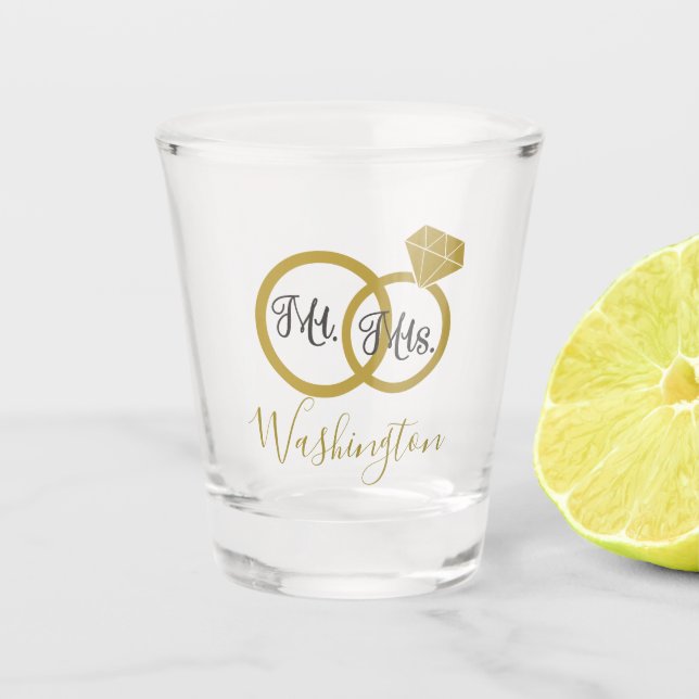 Mr and Mrs Theme Shot Glass (Front)