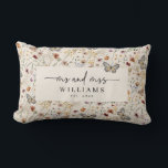 Mr and Mrs Throw Pillow<br><div class="desc">Mr and Mrs Throw Pillow. Elegant and romantic, this beautiful colour palette of tan, brown, rust, terracotta, and burnt orange is the trending theme for this year's weddings. Rustic dried grass, beautiful flowers, cute butterflies, and vintage wildflowers are stunning details to add to your modern boho-chic wedding. Find matching items...</div>