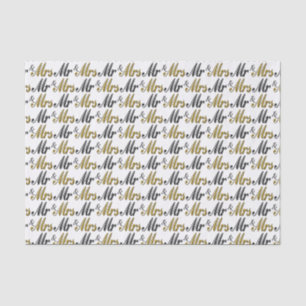 Mr and Mrs Tuxedo Gold Sparkle Wedding Tissue Paper