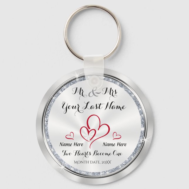 Mr and Mrs Unique Wedding Favours for Guests Keychain (Front)