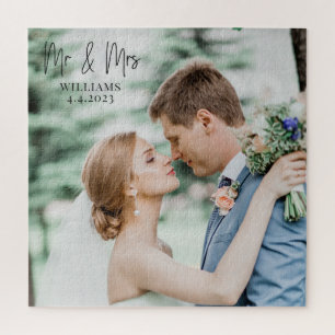 Mr. and Mrs. Wedding Couple Jigsaw Puzzle