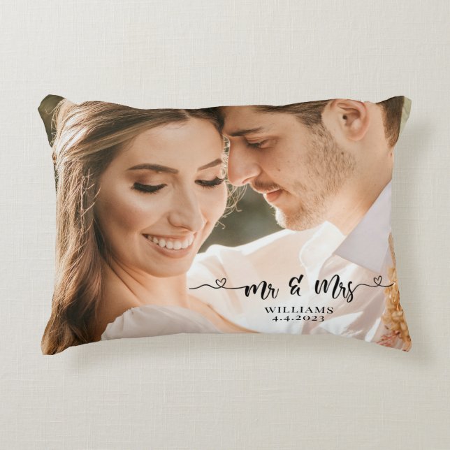 Mr. and Mrs. Wedding Couple Pillow (Front)
