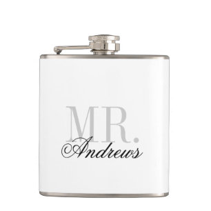 Mr. and Mrs. Wedding Monogram Hip Flask
