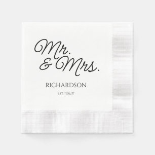 Mr. and Mrs. Wedding Napkins Custom Printed