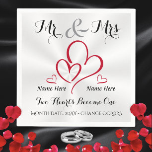 Mr and Mrs Wedding Napkins, Personalized Wedding Napkin