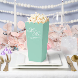 Mr and Mrs wedding party elegant teal popcorn Favor Box
