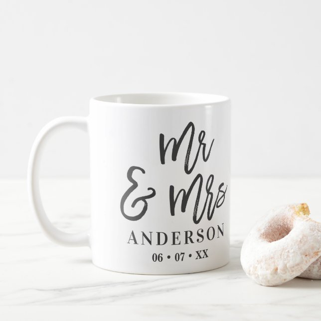Mr and Mrs wedding photo favor gift Coffee Mug (With Donut)