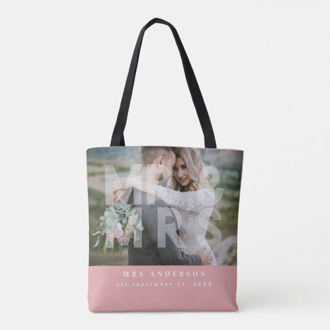 Mr and Mrs wedding photo favor gift Tote Bag (Back)