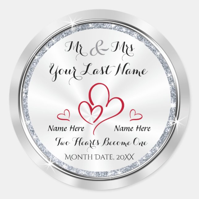 Mr and Mrs Wedding Stickers Personalized (Front)