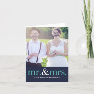 MR. AND MRS. Wedding Thank You Photo Card