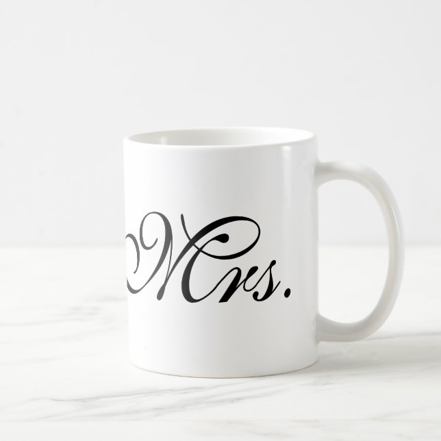 Mr. and mrs. wife bride black white modern chic coffee mug (Right)