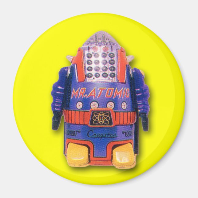 Mr. Atomic Toy Robot Round Magnet (Front)