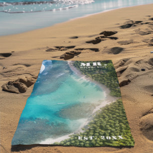Mr. Beach Photo Newlywed Groom Personalized Towel