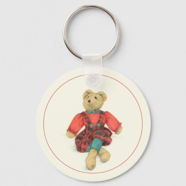 MR. BEAR Aluminum Circle Keychain (Front)