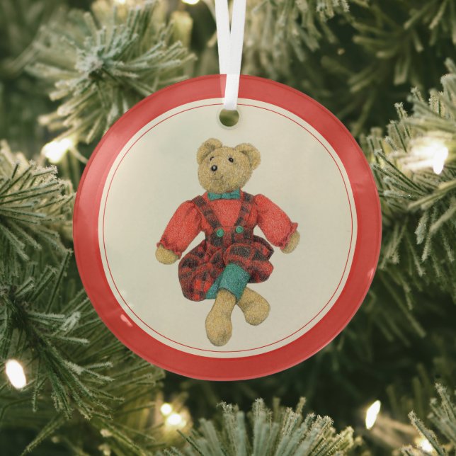 MR. BEAR Glass Circle Ornament  (Insitu)