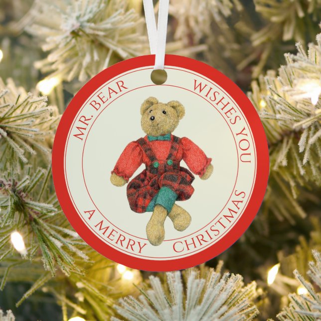 MR. BEAR Metal Circle Ornament + Text (Insitu)