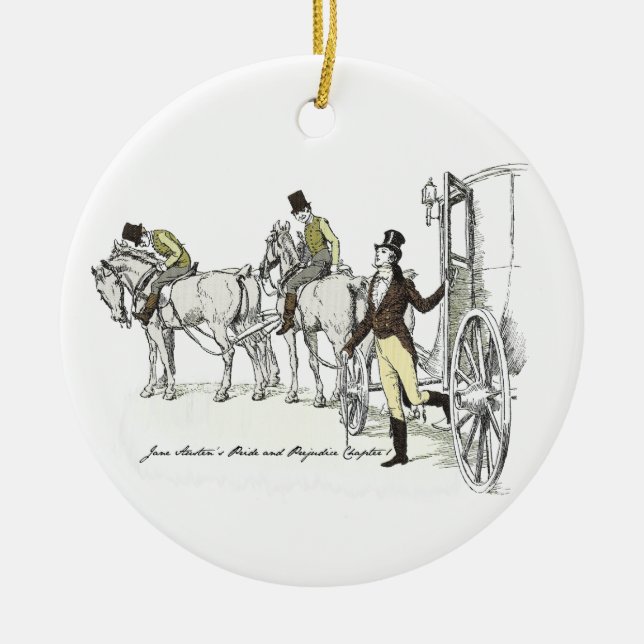 Mr Bingley Arrives - Jane Austen Pride & Prejudice Ceramic Ornament (Front)