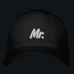 Mr. black and white modern cute embroidered hat<br><div class="desc">Mr. black and white modern cute Embroidered Baseball Cap.
Available in many colours and style options.
Check the rest of the collection for matching coordinating items.</div>