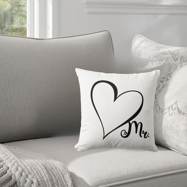 Mr. Black Heart Throw Pillow (Creator Uploaded)