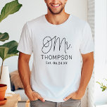 Mr Black Modern Script Custom Wedding Tri-Blend Shirt<br><div class="desc">Modern and casual chic black calligraphy script "Mr." men's wedding tee shirt features custom text that can be personalized with the groom's last name and wedding date / date established. Perfect for the newly wed to wear at the honeymoon and beyond! Visit our store for the matching Mrs. shirt.</div>