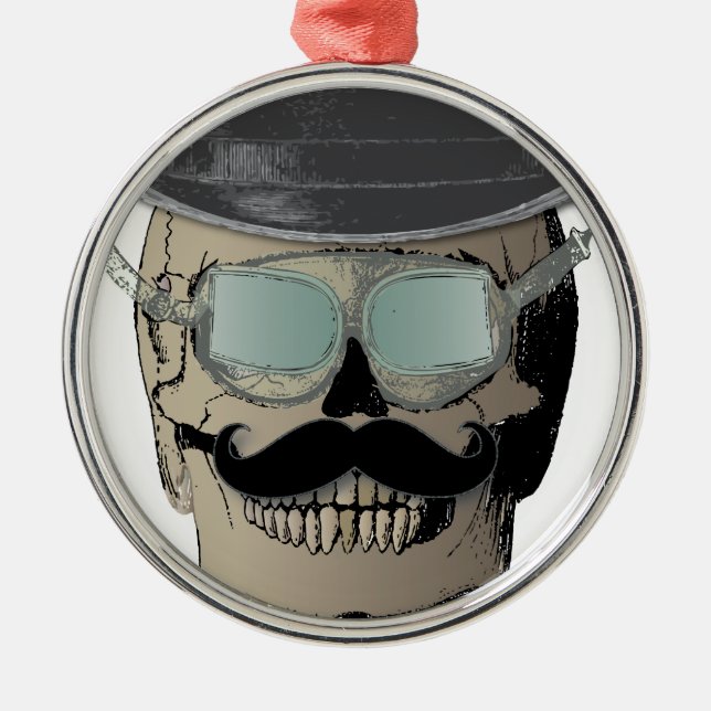 Mr. Bones Steam Punk Time Traveller Metal Ornament (Front)