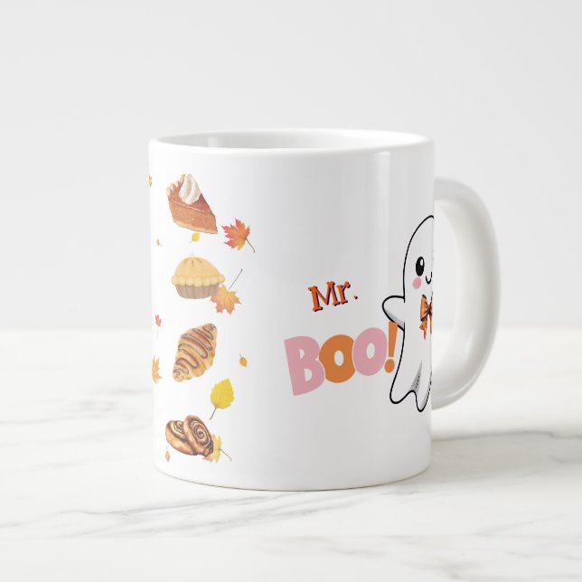  Mr. Boo Ghost Customizable Mug with Bakery Treats (Front Right)