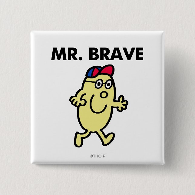 Mr. Brave Waving Hello 2 Inch Square Button (Front)