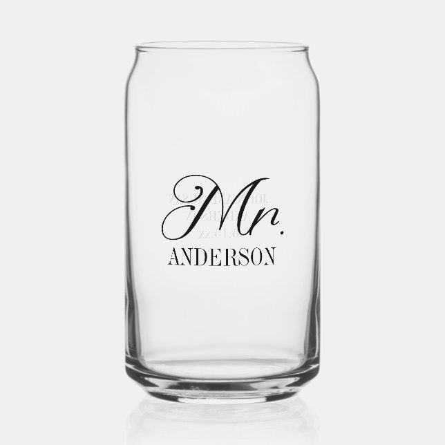 Mr. Bride Groom Wedding Reception Customized Can Glass (Front)