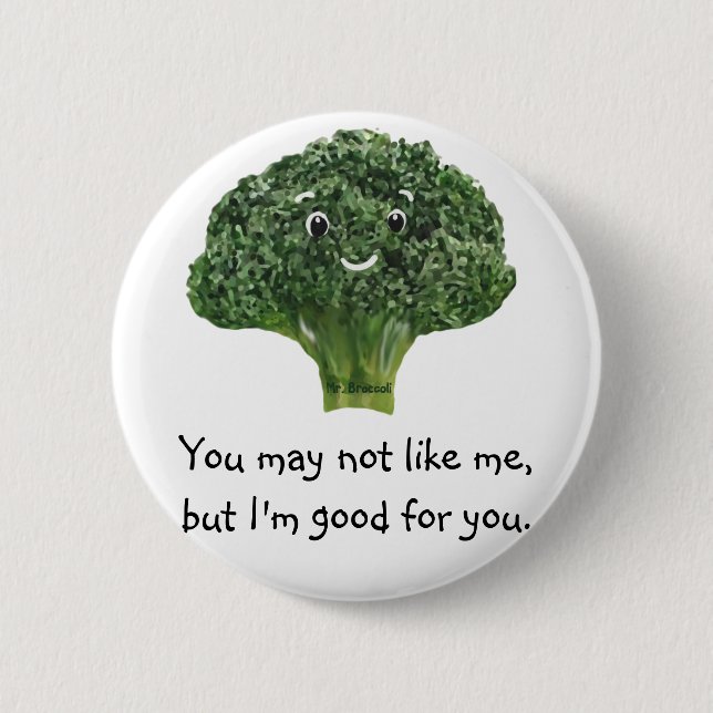 Mr.Broccoli 2 Inch Round Button (Front)
