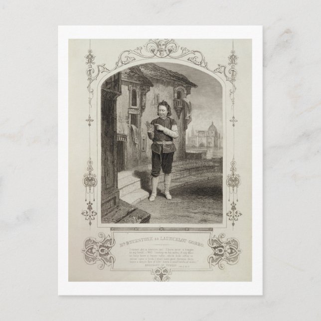 Mr Buckstone as Lancelot Gobbo, Act II Scene 2, in Postcard (Front)