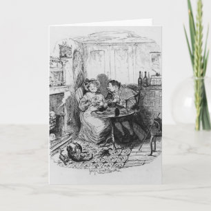 Mr. Bumble and Mrs. Corney taking tea Card