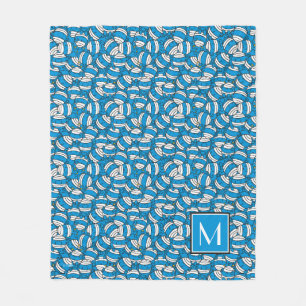 Mr Bump Blue Confusion Pattern Monogram Fleece Blanket